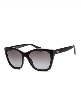 Salvatore Ferragamo Black Frame with Gradient Gray Lenses Cat-Eye Sunglasses